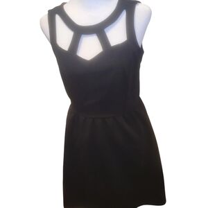 Monteau perfect little black dress with cage bodice size M Peplum Waist Mini